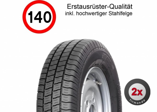 2x 195/55R10C 98/96N Komplettrad 5-Loch ET-4 Anhängerreifen Pro-Ausführung